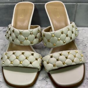 Michael Kors Cream and Gold Studded Mules